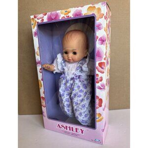 1990 Cititoy Ashley Baby Doll Sleeping Eyes Vinyl Head Arms Legs Molded Hair 14"